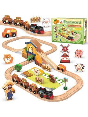 52-Piece Electric Wooden Train Set with Cargo Cars - Fun Toy for Kids